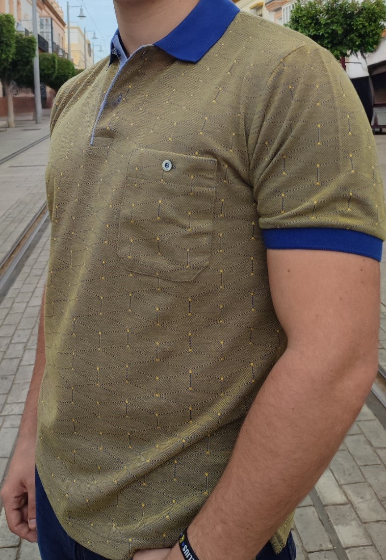POLO MOSTAZA VIVOS AZUL MARINO