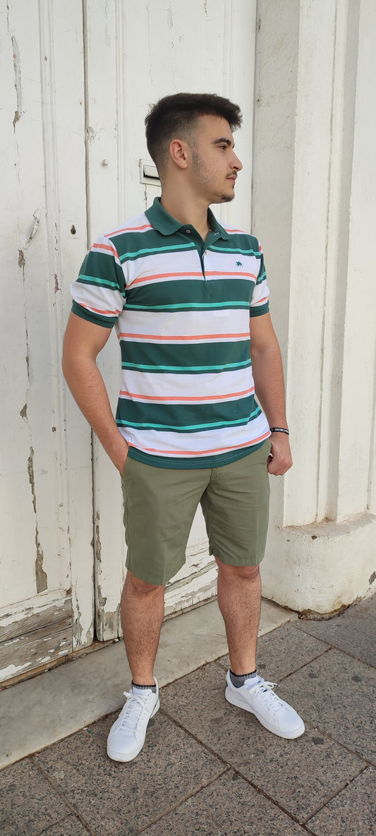 POLO  VERDE DE RAYAS