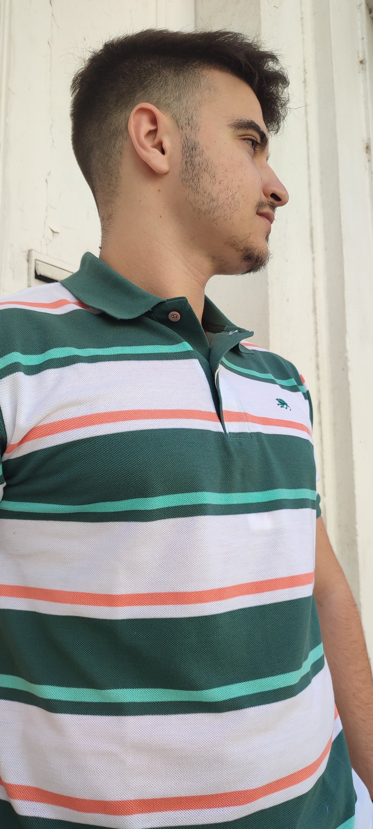 POLO  VERDE DE RAYAS