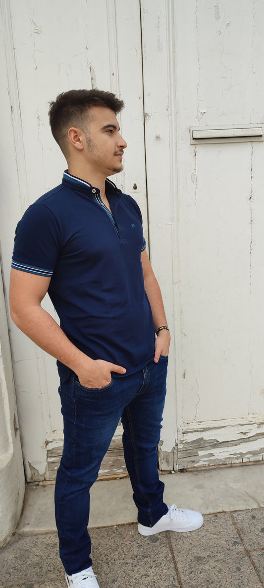 POLO AZUL CUELLO MAO