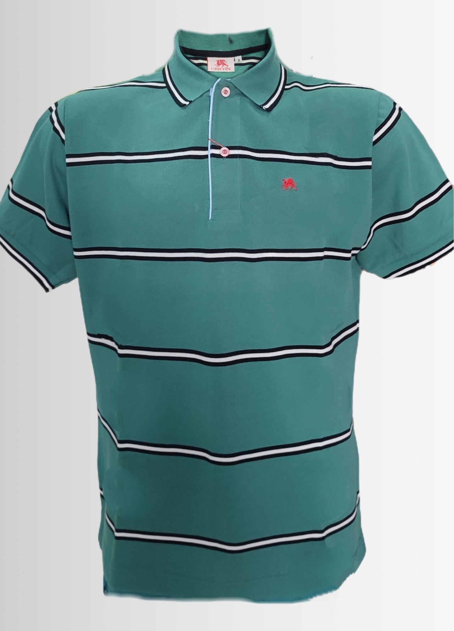 POLO VERDE RAYA AZUL MARINO