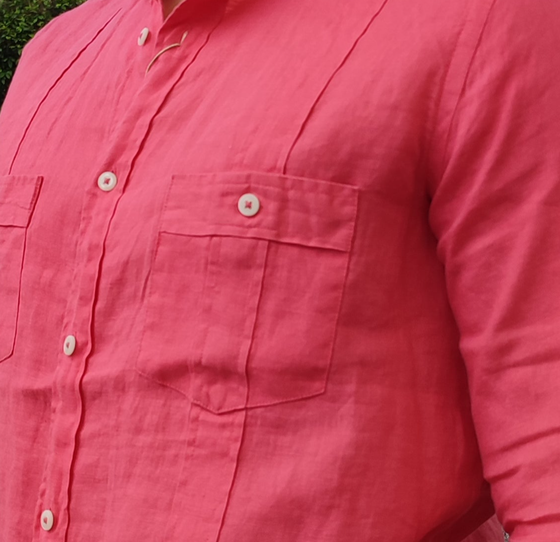 GUAYABERA  COLOR CORAL