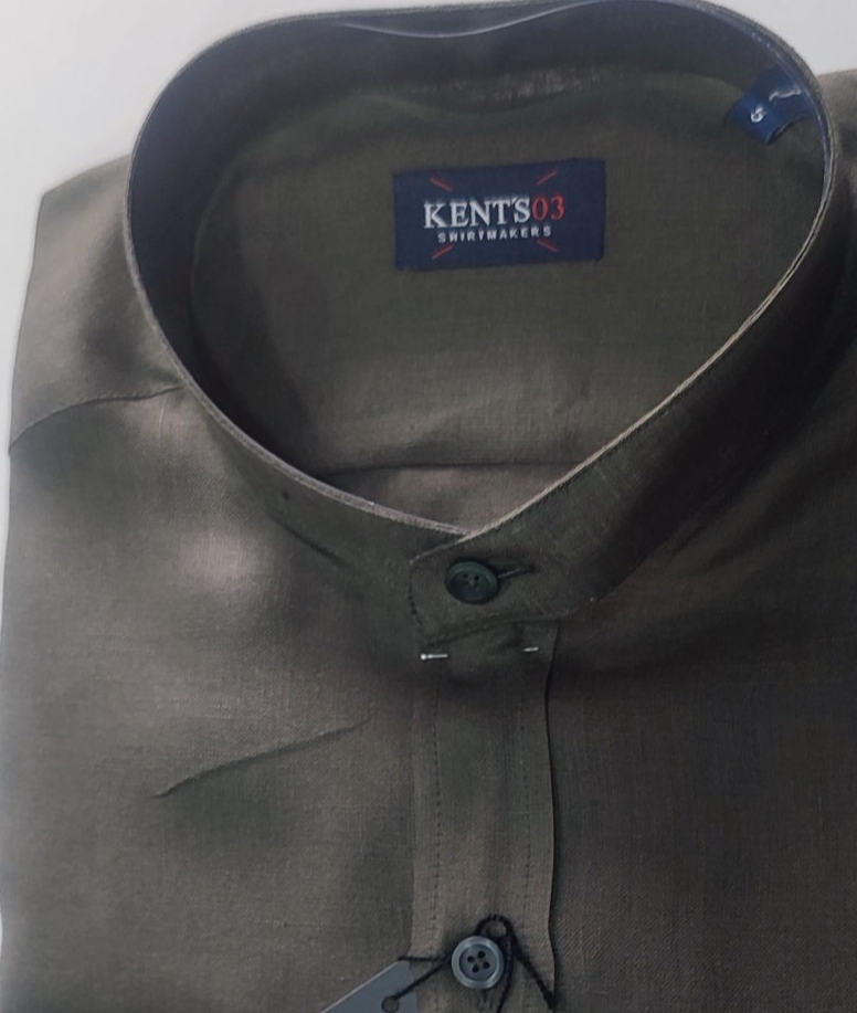 CAMISA SLIM M/L VERDE MILITAR ALGODÓN